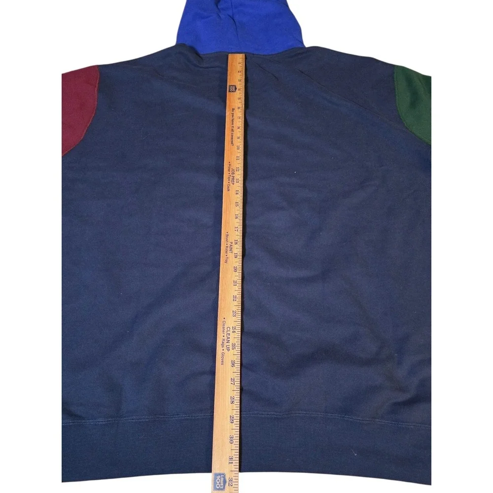 Polo Ralph‎ Lauren Mens 4XLT Colorblock Pullover Hoodie Navy Yellow Green B2